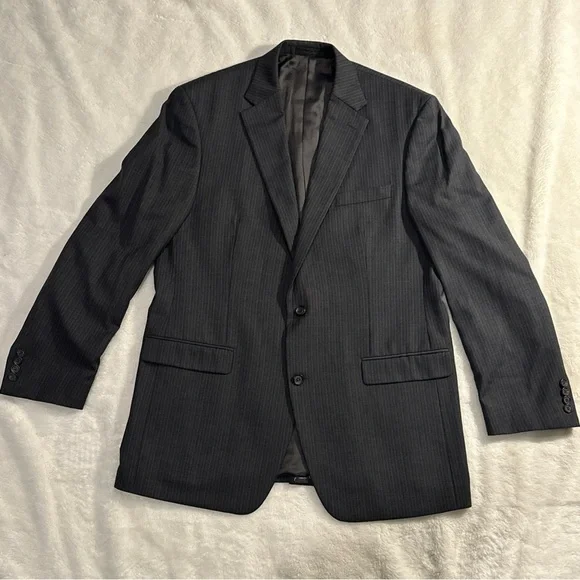 Polo Ralph Lauren Mens 44‎ L Wool Blazer Sport Coat Jacket Gray Striped - Picture 3 of 7